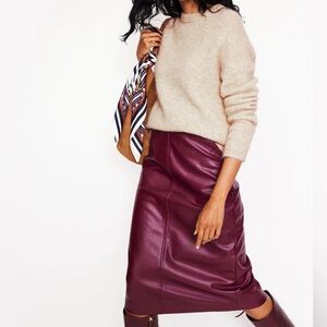 NWT Terry Lewis Purple Leather Midi Skirt